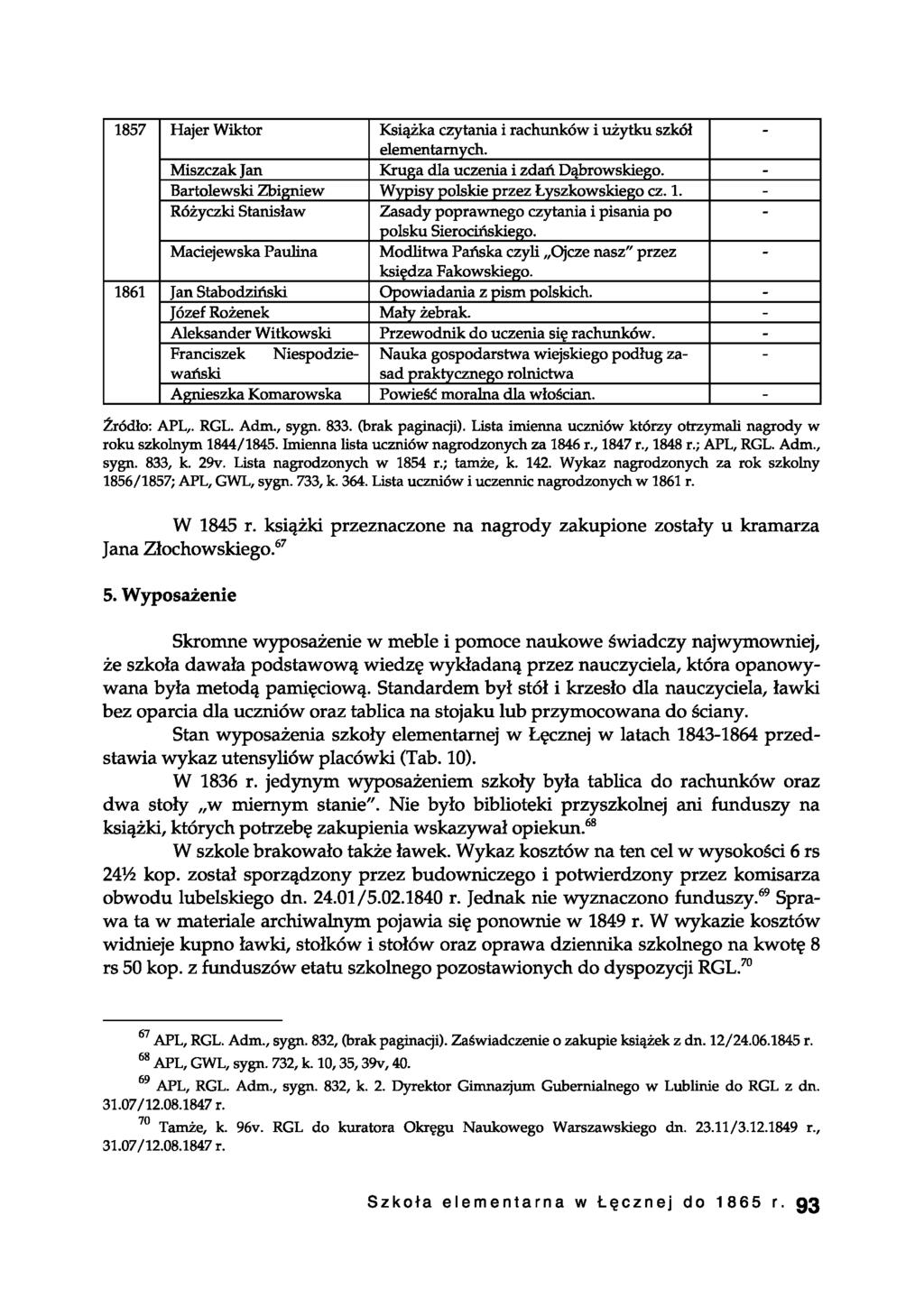 1857 Hajer Wiktor Książka czytania i rachunków i użytku szkół elementarnych. - Miszczak Jan Kruga dla uczenia i zdań Dąbrowskiego. - Bartolewski Zbigniew Wypisy polskie przez Łyszkowskiego cz. 1.
