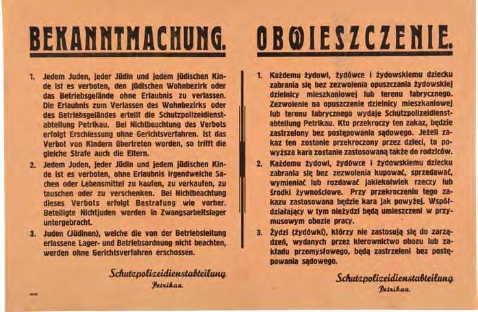 karta nr 7 Polacy ratujący Żydów w latach II wojny światowej Obwieszczenie wydane przed likwidacją getta w Piotrkowie (15 21 października 1942 r.