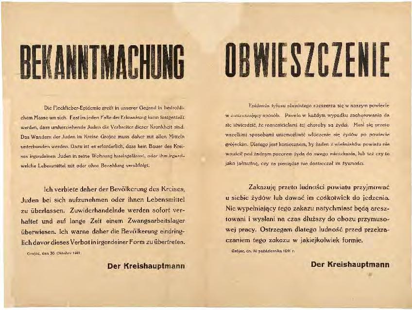 karta nr 8 Polacy ratujący Żydów w latach II wojny światowej Grójec, 30 października 1941 r.