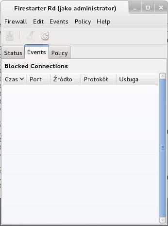 Podgląd zablokowanych połączeń: W czasie gdy interfejs programu jest włączony mamy możliwość przejścia do drugiej zakładki Evenst (Rysunek 6) Rysunek 6: Przegląd zablokowanych połączeń Będą tutaj