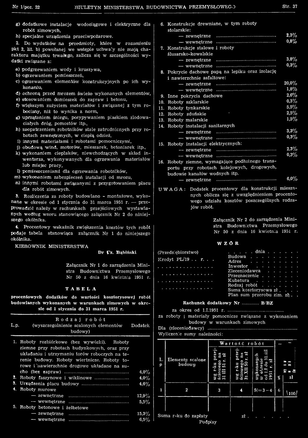 , h) zaopatrzeniem robotników stale zatrudnionych przy robotach zew nętrznych, w ciepłą odzież, i) innym i m ateriałam i i robotam i pomocniczymi, j) obudow ą w ind, motorów, m ieszarek, betoniarek