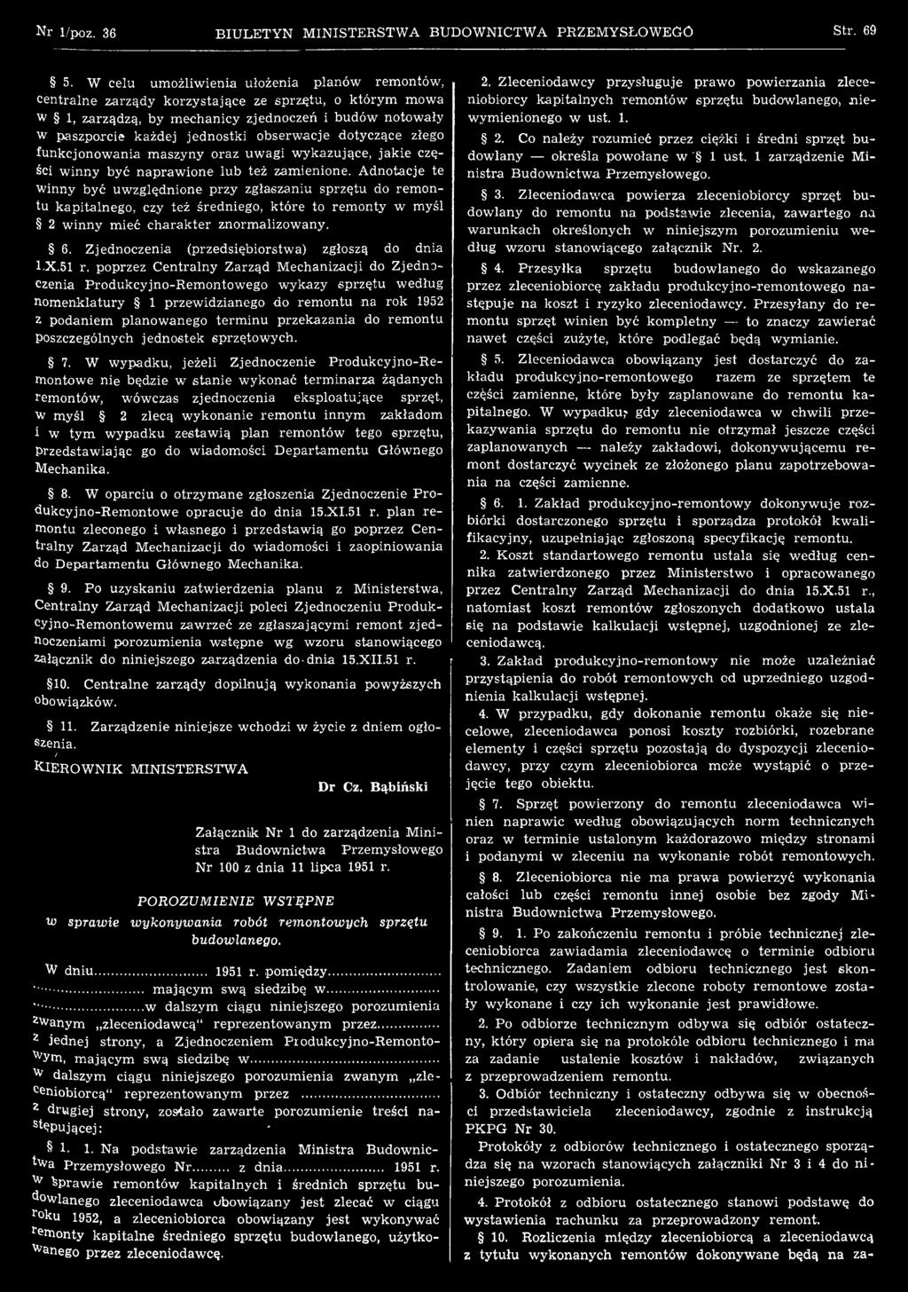Zjednoczenia (przedsiębiorstw a) zgłoszą do dnia 1.X.51 r.