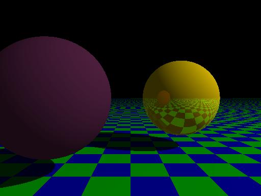 1 #include "colors.inc" 2 camera { 3 location <0, 0, -8> 4 look_at <0, 0, 0> 5 } 6 light_source {<20, 15, -10> color White} 7 plane {y, -2 pigment {checker}} 8 sphere { 9 <-2, 0, -3>, 1.
