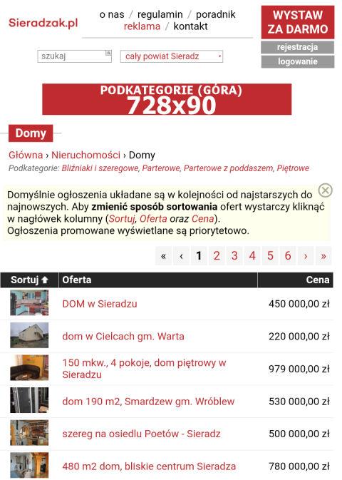 Dostępny jest oddzielny wariant dla każdej podkategorii serwisu (obejmujący też ich podkategorie dodatkowe jeśli takie występują).