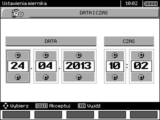 Przyciskami, ustawić czas do Auto- OFF, przyciskiem ENTER zatwierdzić wybór. 2.3.3 Data i czas Przyciskami, ustawić wielkość do zmiany (dzień, miesiąc, rok, godzina, minuta).