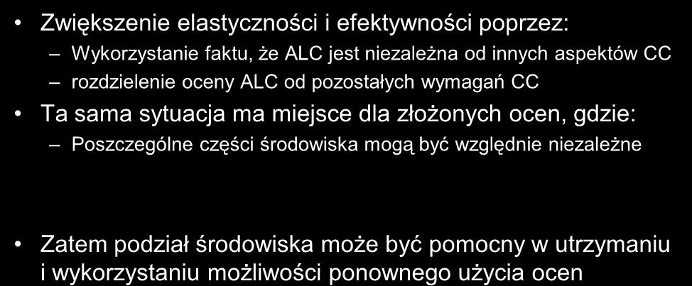 4 Dalszy rozwój podejścia do problemu ponownego użycia Zwiększenie elastyczności i efektywności poprzez: Wykorzystanie faktu, że ALC jest niezależna