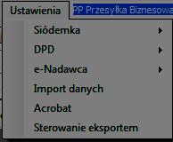 1 Siódemka Eksport Po kliknięciu w tą pozycję zostanie wyświetlone okno pozwalające ustawić parametry eksportu danych i ich przetwarzania.