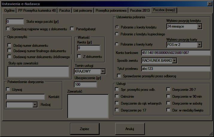 Koperta firmowa ProstaPaczka SGT v1.60 3.2.4.7 POCZTEX (Nowy) Usługa dostępna od 10-04-2014 roku jako następca usługi POCZTEX.