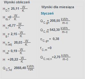 Opis obliczeń sezonowego zapotrzebowania na chłód na cele chłodzenia i wentylacji Wyniki obliczeń HD,i [W/K] współczynnik strat ciepła przez przenikanie na zewnątrz sumowana z kolumn H x z tabeli