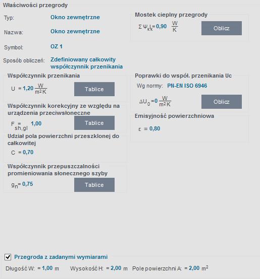Opis obliczeń współczynnika przenikania ciepła U