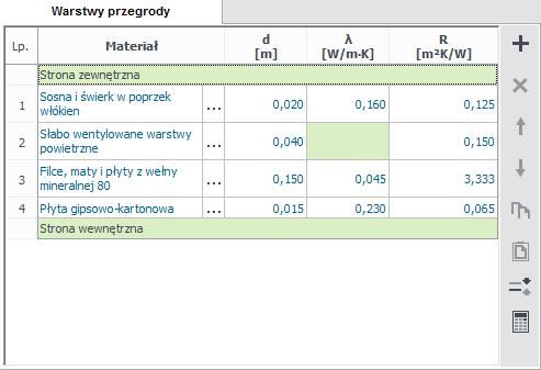Opis obliczeń współczynnika przenikania ciepła U przegród OPORY CIEPLNE Rsi pole do wstawiania wartości oporów przejmowania ciepła na wewnętrznej powierzchni.