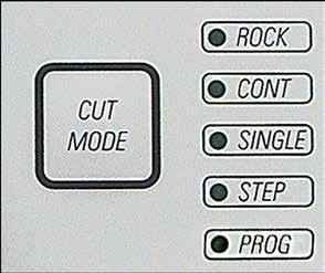 5. Obsługa Tryby cięcia Mikrotom może pracować w trybie ręcznym i automatycznym. Do wyboru jest pięć ustawień: ROCK w trybie ręcznym oraz CONT, SINGLE, STEP i PROG w trybie automatycznym.