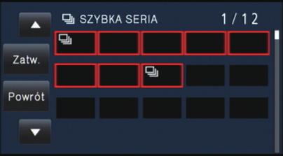 [SZYBKA SERIA] Zdjęcia są zapisywane w sposób ciągły z szybkością 50 klatek na sekundę. Funkcja ta służy do nagrywania szybko poruszających się obiektów. 1 Wybierz menu.