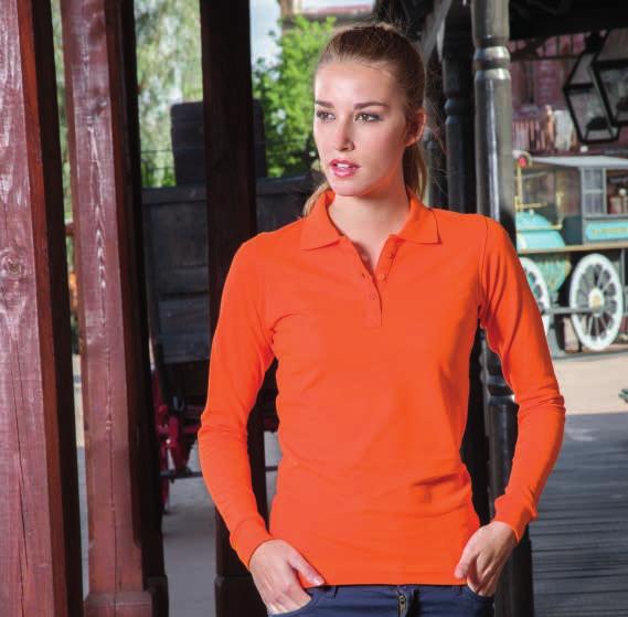 POLO REGULAR LADY LS REF: POPL200LS Charakterystyka: Rękaw ze ściągaczem. Zapinane na dwa guziki. Boczne rozcięcia. Jakość: 100% stabilizowana bawełna czesankowa pique. Gramatura: 200-210 gr.