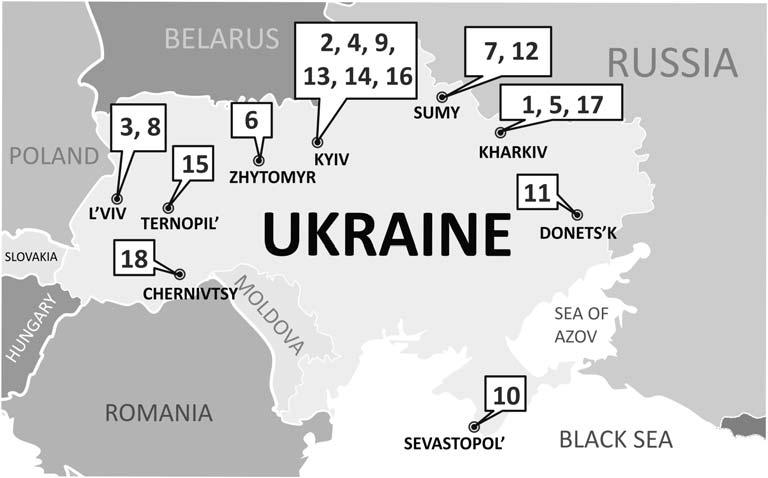172 Otwarte zasoby wiedzy nowe zadania uczelni i bibliotek w rozwoju komunikacji naukowej Rys. 1. Rozmieszczenie repozytoriów na Ukrainie wg tab.