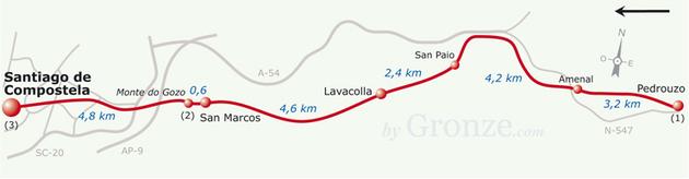 Etap 34 Pedrouzo (Arca) - Santiago de Compostela (18 km) Najbardziej radosny etap z całej drogi.