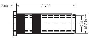 wewnętrzn: M10 długość: 36 mm Tuleja gwintowana do