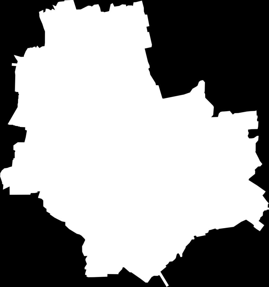 0,6 km (na północy miasta) do 1 km (w części południowej).