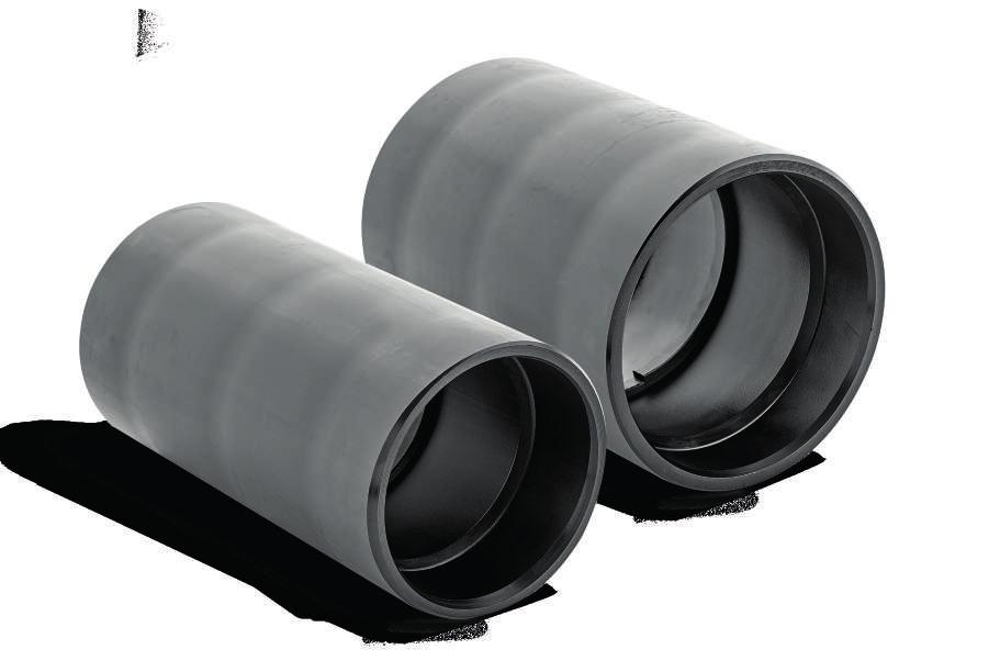 ZŁĄCZKI ZRg do łączenia rur MATERIAŁ polietylen wysokiej gęstości (HDPE) ZAKRES od Ø 75 mm do Ø 225 mm ZASTOSOWANIE do łączenia rur: RHDPEp RPP RPE
