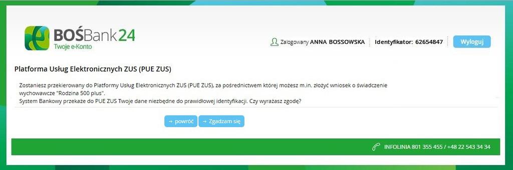 Kliknij w logo BOŚ zostaniesz przekierowany do strony logowania BOŚBank24 Twoje e-konto.