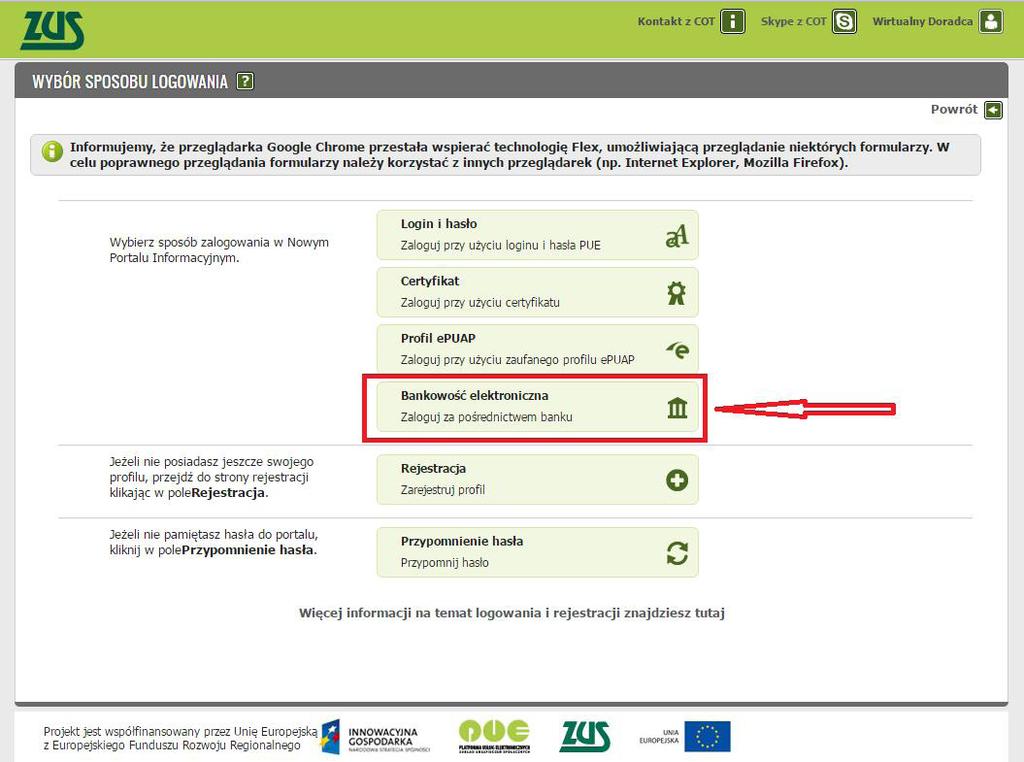 1.2 1.2. Jeżeli jesteś na stronie ZUS wystarczy, że wybierzesz