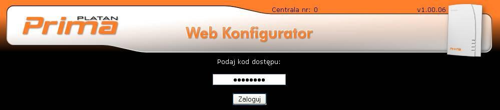 3. Logowanie do centrali Prima Dostęp do jej konfiguracji uzyskuje się po wpisaniu w pasku adresu