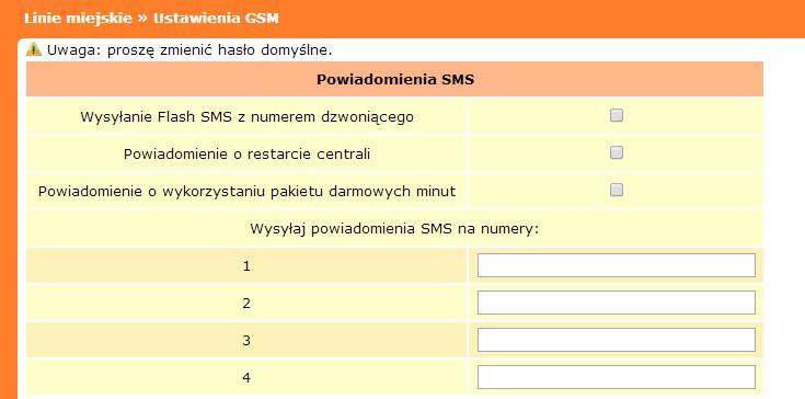 Dodatkowo centrala może wysyłać wiadomości Flash SMS z numerem MSN/DDI przypisanym w uprawnieniach abonenta wewnętrznego, co umożliwia oddzwonienie bezpośrednio na numer abonenta wewnętrznego.