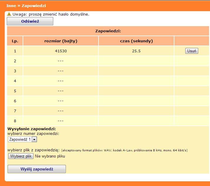 Formaty odbierania i wysyłania sygnalizacji DTMF: w paśmie (DTMF), SIP Info, RFC.