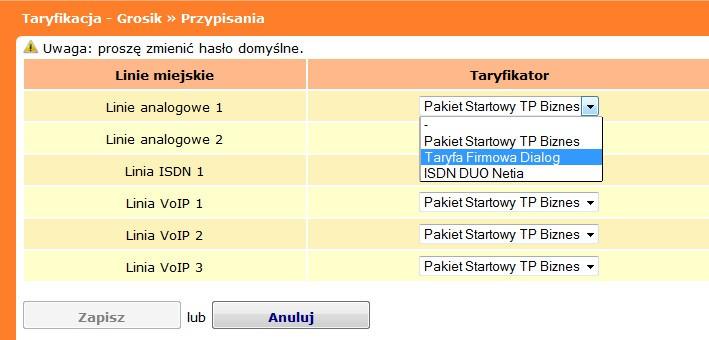 4.6.4. Przypisania W oknie Przypisania należy ustawić wybrany z listy rozwijalnej wcześniej