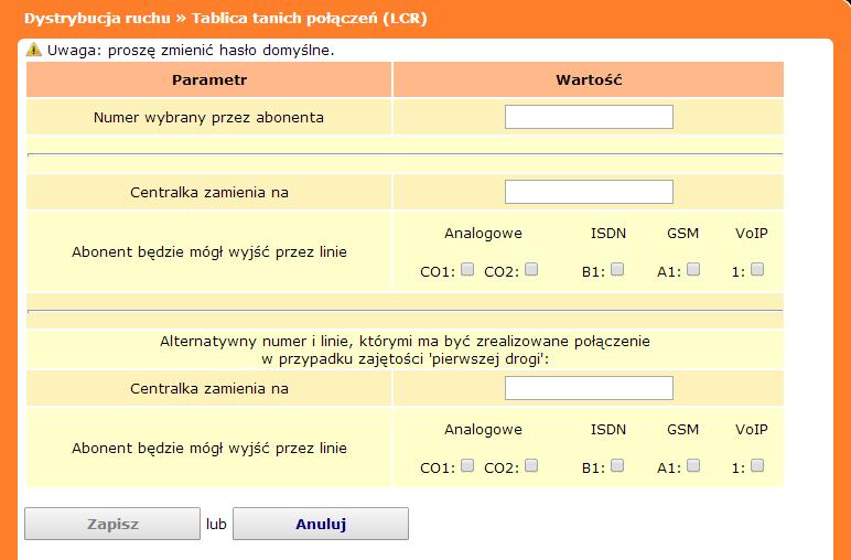 do restrykcji połączeń wychodzących (np. do operatorów komórkowych).