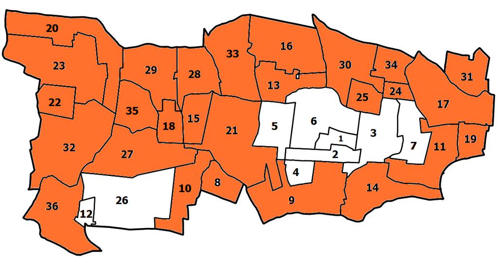 LICZBA PODMIOTÓW GOSPODARCZYCH Legenda: Powyżej 72,28 0,00 78,28 1. os. Bloki 2. os. Franciszków 3. os. Kabel 4. os. Mickiewicza 5. os. Ołtarzew 6. os. Zientarówka 7. Bronisze 8.