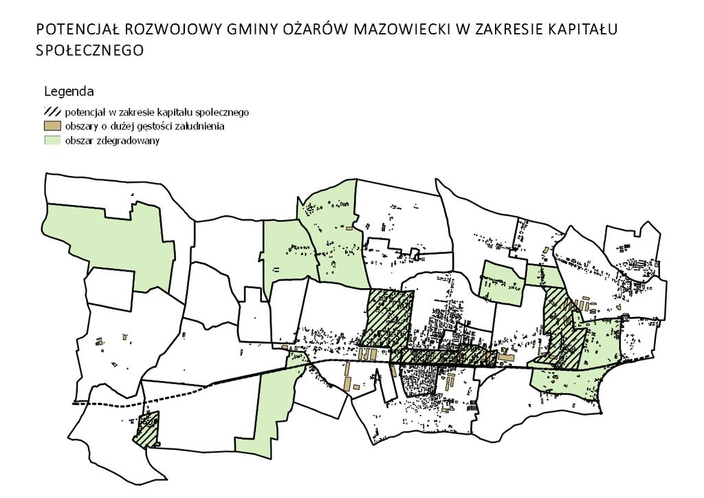 Rysunek 11. Potencjał rozwojowy w zakresie kapitału społecznego Gminy Ożarów Mazowiecki opracowanie własne 2.