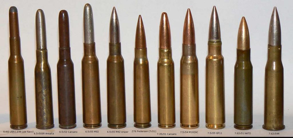 6x45 SAW (experimental, USA) 11. 6x49 Unified (experimental, USSR) 12..25 Winchester FA-T110 (experimental, USA) 13. 6.5 Grendel 14. 6.8 Remington SPC 15. 7x43 FN /.280/30 British 16.