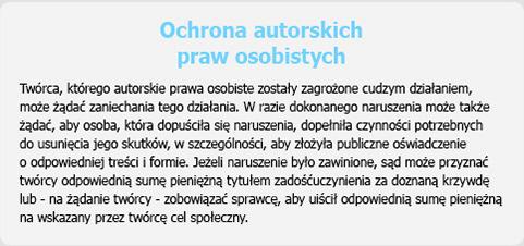 KARTY PRACY Grupa II Zapoznaj się z materiałami i odpowiedz na pytania: A) Czego dotyczą przepisy prawa autorskiego w zakresie praw osobistych? B) Czy utwór podpisany pseudonimem jest objęty ochroną?