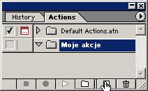 Lekcja 7 19 5 W oknie dialogowym New Set wprowadź Moje akcje i kliknij OK. W palecie Actions pojawi się nowy folder o nazwie Moje akcje, w którym będą przechowywane nasze akcje.