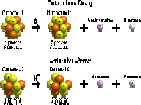 Rozpad β - n p + b - + ne Rozpad β + p n + b + + ne Rozpad promieniotwórczy β węgiel 14 6 protonów 8 neutronów węgiel 10 6 protonów 4