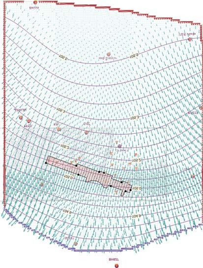 inwestycji Objaœnienia na figurze 3 Head contours of the stabilized water level calculated from the model simulation in the