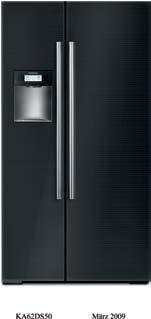 Chłodziarko zamrażarki Side by Side, coolduo glassdoor A + Electronic nofrost 2 cooling System fresh Protectbox drzwi: szklane kolor drzwi: czarny kolor boków: srebrny KA 62 DS 51, iq700, coolduo,