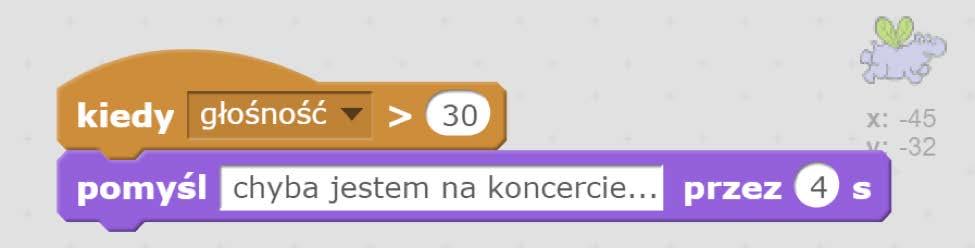 Jeżeli mamy podłączony mikrofon, wystarczy użyć jednego z brązowych klocków. Jakiego?