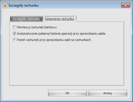 Usuń bankowy rachunek Opcja ta nieodwracalnie usuwa rachunek oraz powiązaną z nim historię operacji.