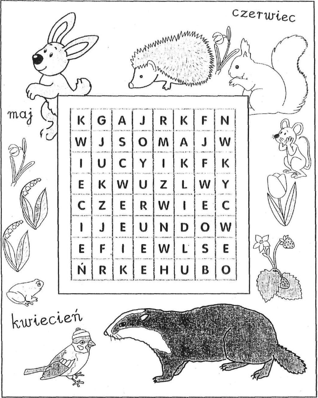Znajdź w diagramie nazwy wiosennych