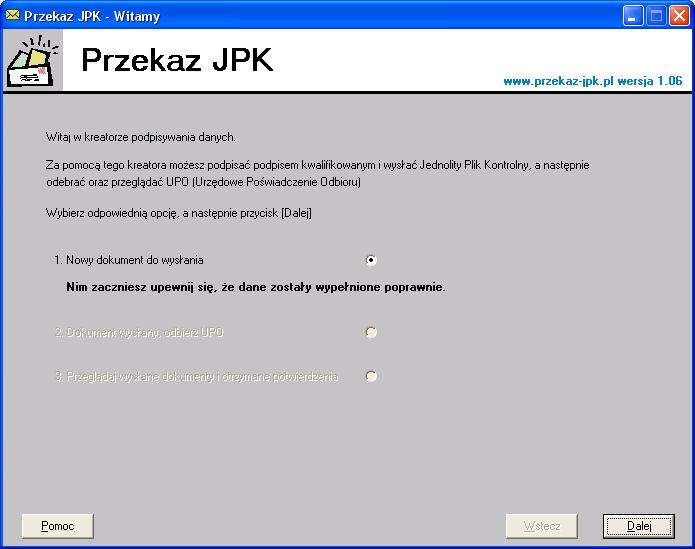 wyświetli się okno wysyłki JPK ale już w trybie produkcyjnym z nagłówkiem Przekaz JPK.