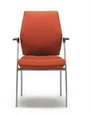 Krzesło konferencyjne na czterech nogach, polipropylenowe nakładki na podłokietniki. High backrest operator armchair, synchronised or CPT mechanism.
