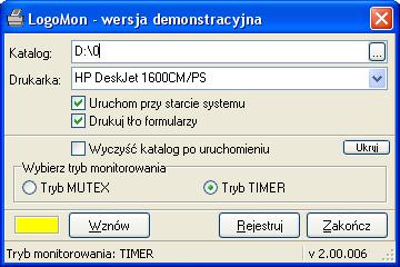 Logotech-AA LogoMon ver. 2.00.006 Str: 9 Drukarka Należy wybrać z dostępnej listy tę drukarkę, na którą program będzie wysyłał wydruki.