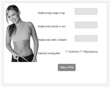 Wzory Harrisa-Benedicta Podstawowa przemiana materii PPM można obliczyć przy pomocy następujących formuł: PPM = 665,09 + 9,56 W + 1,85 H 4,67 A [kcal] PPM = 66,47 + 13,75 W + 5 H 6,75 A [kcal] W masa