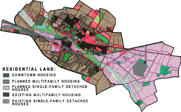 Kutno the scheme of existing residential land, Source study of conditions and directions of spatial planning, own elaboration
