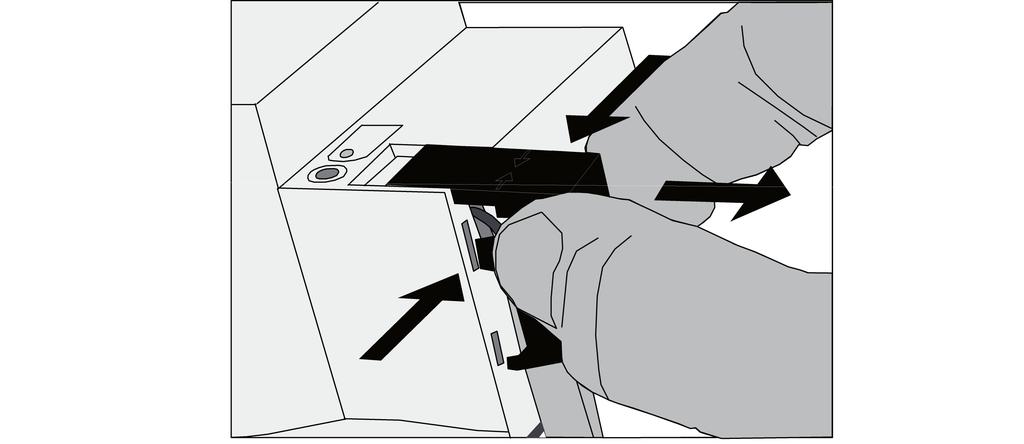 Rysunek 5: Nałożenie klapy pokrywy o Poprowadzić przewód magistrali do tyłu. o Wetknąć klapę pokrywy na zacisk magistrali, aż się zatrzaśnie (rysunek 5).