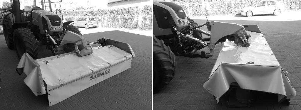 Rys. 17. Kosiarka w pozycji transportowej 5.5. Przestawienie kosiarki z położenia transportowego w robocze Postępować zgodnie z podrozdziałami 5.1, 5.2, 5.3, 5.4, 5.