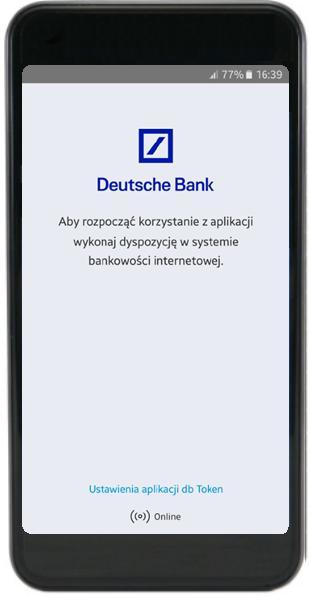 Podczas korzystania z Tokena aplikacyjnego w systemie, aplikacja db Token komunikuje si z serwerem Banku, dlatego wymagane jest po czenie Urz dzenia mobilnego z internetem.