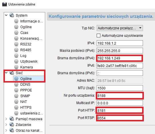Na górnej liście należy odnaleźć przedmiotowy rejestrator i zaznaczyć go za pomocą pojedynczego kliknięcia lewym klawiszem myszy a następnie kliknąć przycisk Zdalna